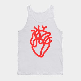 Red heart line art Tank Top